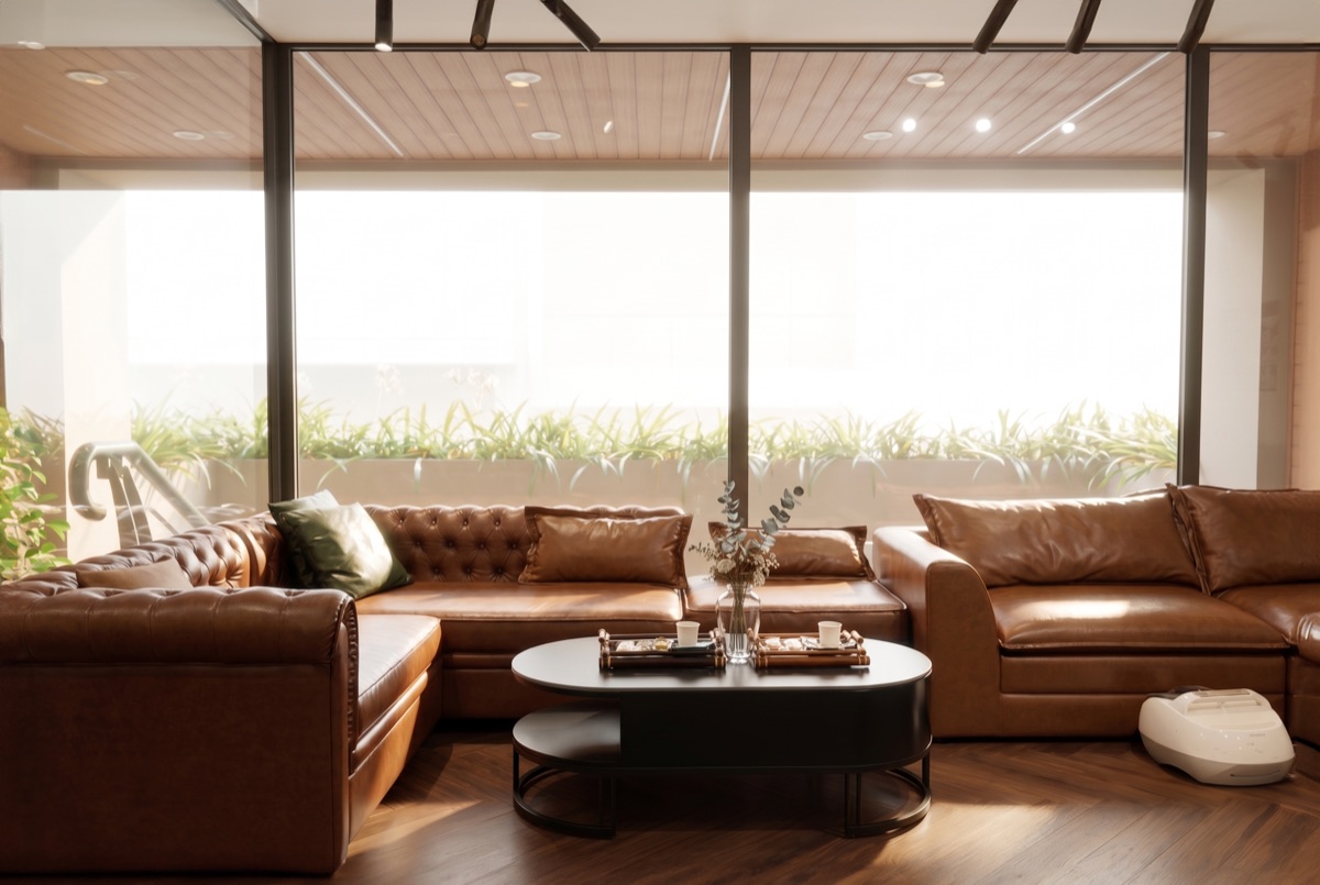 Khu sofa tiếp khách rộng tại cơ sở Gạo Nâu Lê Văn Sỹ