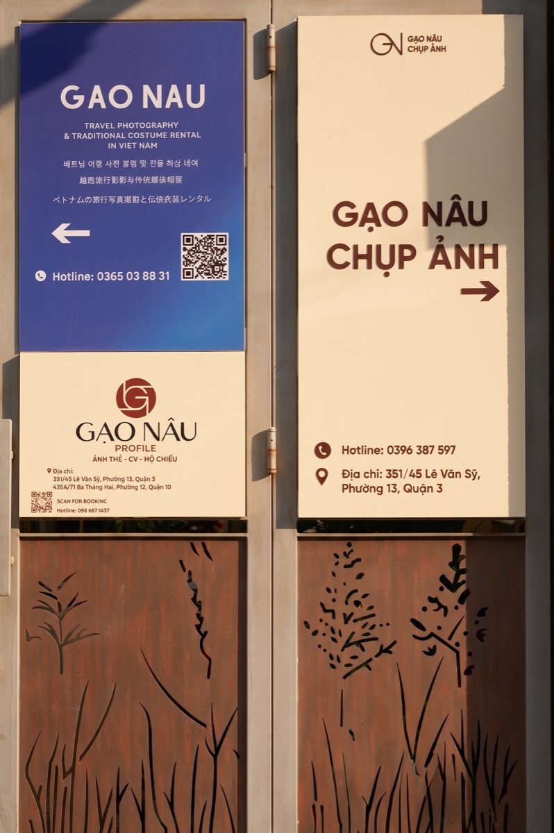 Bảng chỉ dẫn Gạo Nâu Travel, Gạo Nâu Profile và Gạo Nâu Chụp Ảnh tại cơ sở Lê Văn Sỹ